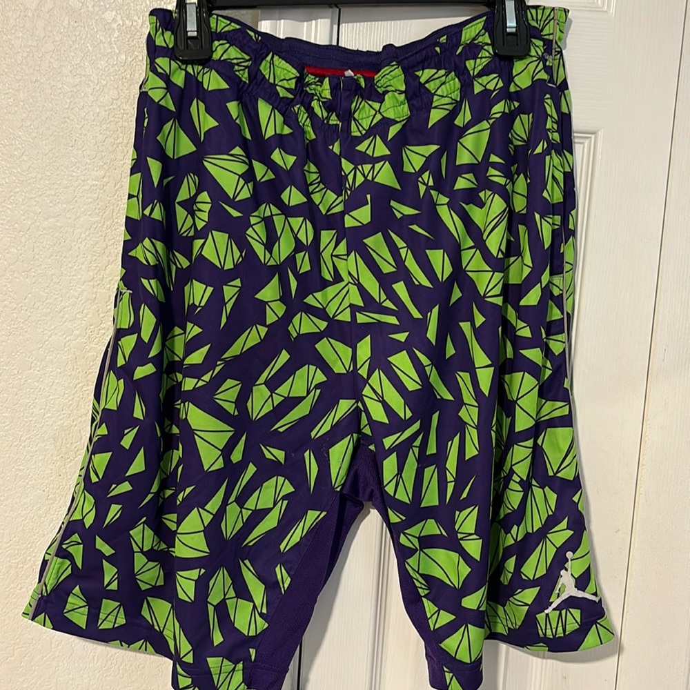 Jordan Shorts Mens Small Green Purple Dri Fit Jumpman Basketball Athletic Gym